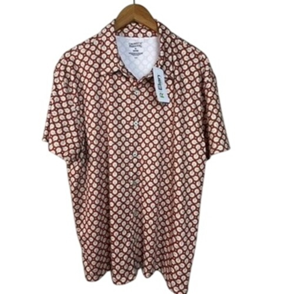 CREMIEUX Mens Premium Denim Short Sleeve Button Down Shirt‎ XL Geo Print